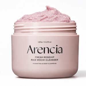 Arencia Fresh Rosehip Rice Mochi Cleanser en envase rosa de 120 g