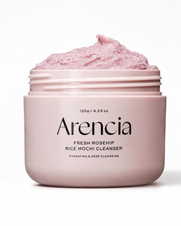 Arencia Fresh Rosehip Rice Mochi Cleanser en envase rosa de 120 g